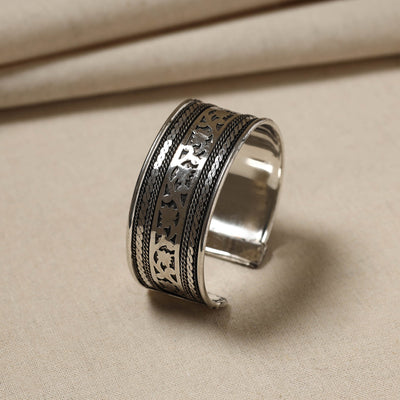 Antique Finish Oxidised German Silver Bangle / Cuff Bracelet (Adjustable)
