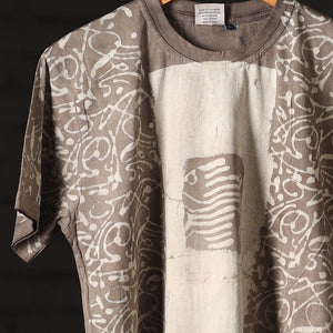 Brown - Bindaas Block Art Printed Cotton Round Neck T-shirt