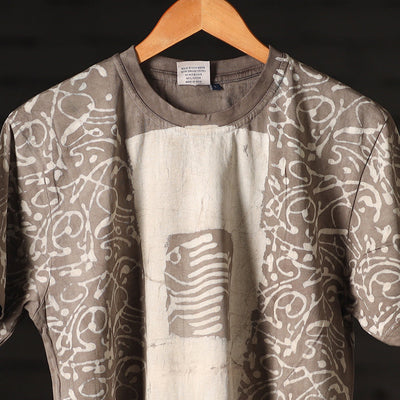 Brown - Bindaas Block Art Printed Cotton Round Neck T-shirt