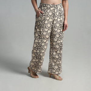 Beige - Block Printed Cotton Pedana Kalamkari Palazzo 12