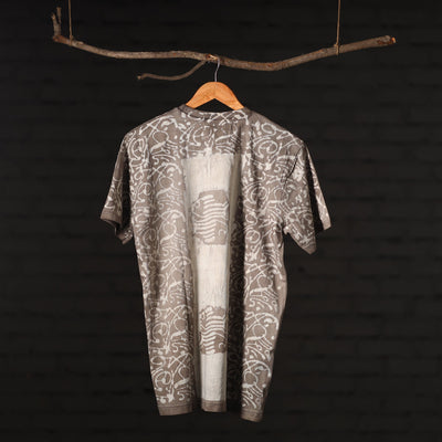 Brown - Bindaas Block Art Printed Cotton Round Neck T-shirt