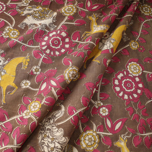 Brown - Kalamkari Printed Cotton Fabric