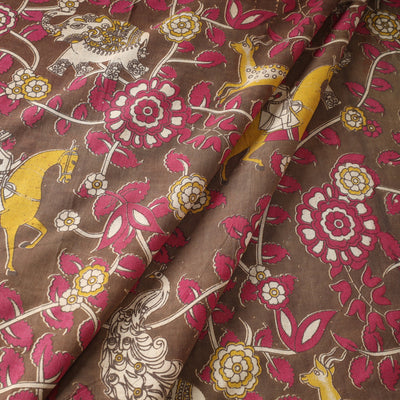 Brown - Kalamkari Printed Cotton Fabric