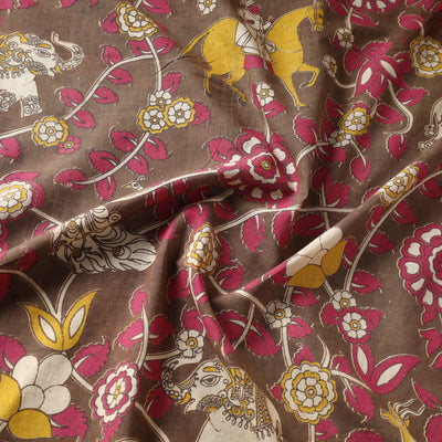 Brown - Kalamkari Printed Cotton Fabric