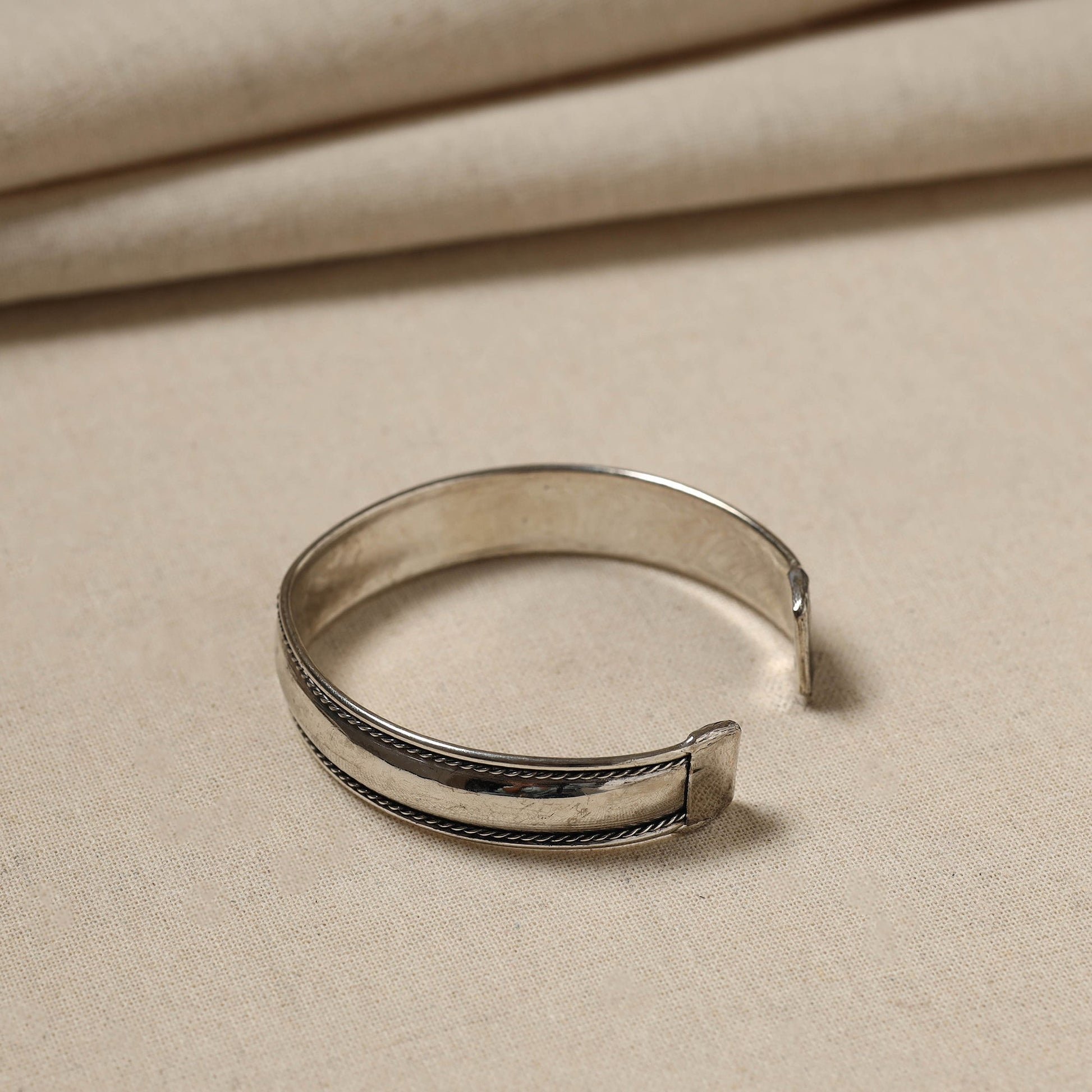 Antique Finish Oxidised German Silver Bangle / Cuff Bracelet (Adjustable)