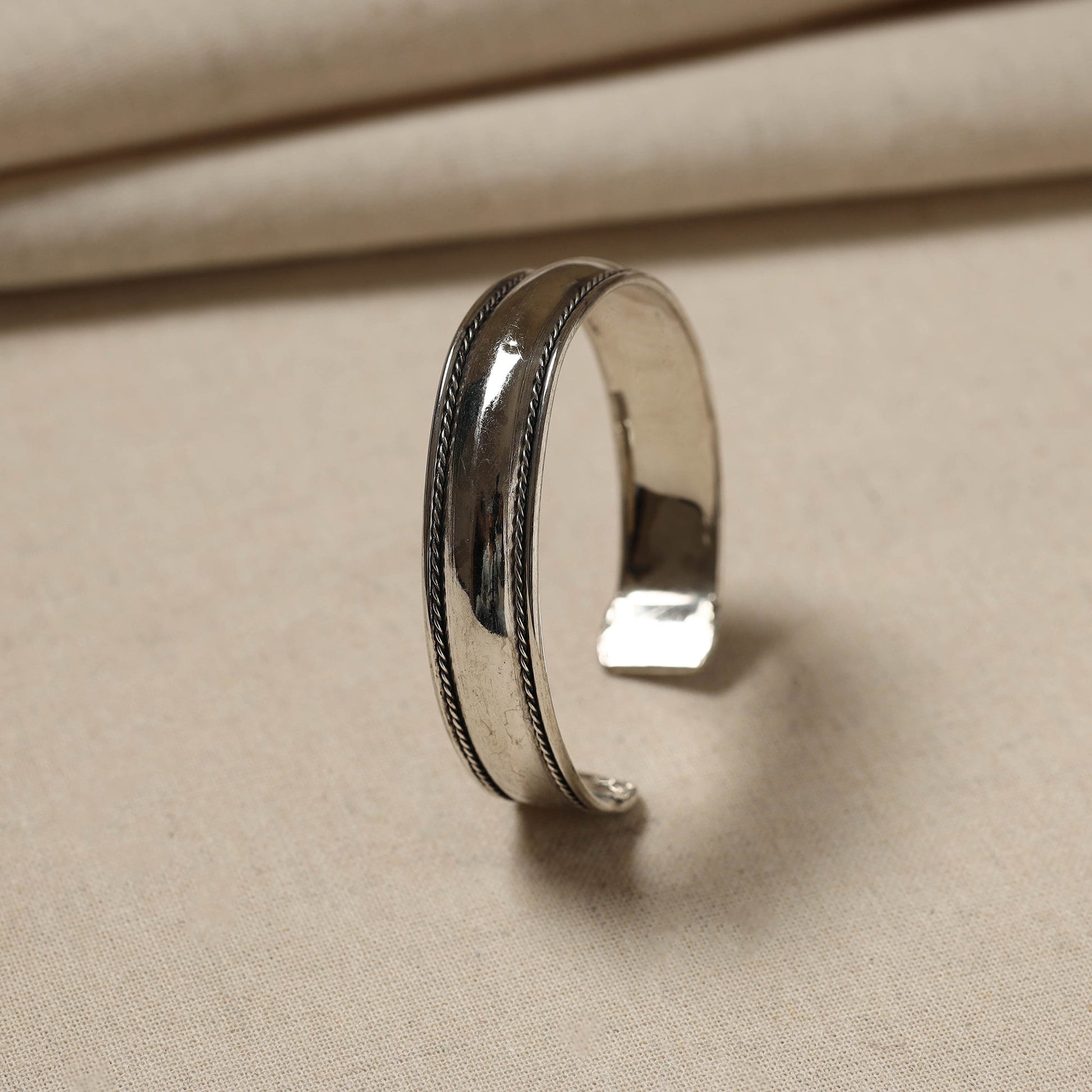 Antique Finish Oxidised German Silver Bangle / Cuff Bracelet (Adjustable)