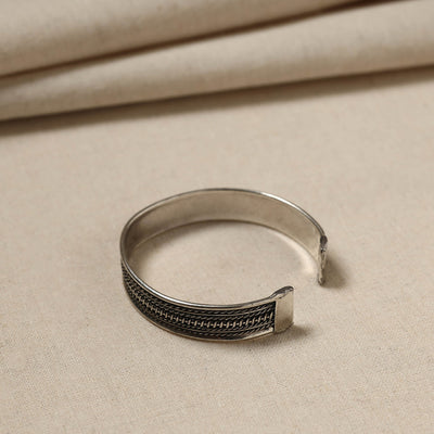 Antique Finish Oxidised German Silver Bangle / Cuff Bracelet (Adjustable)