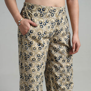 Beige - Block Printed Cotton Pedana Kalamkari Palazzo 09