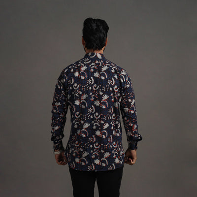 Brown - Bagru Block Printed Cotton Men Full Sleeve Shirt 08