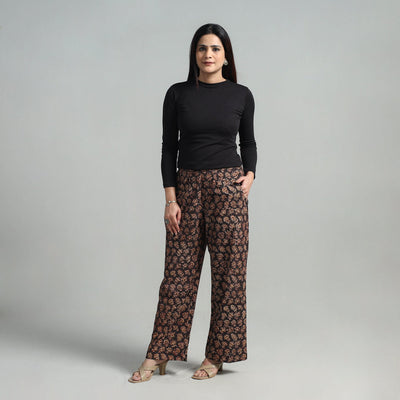 Black - Block Printed Cotton Pedana Kalamkari Palazzo 08