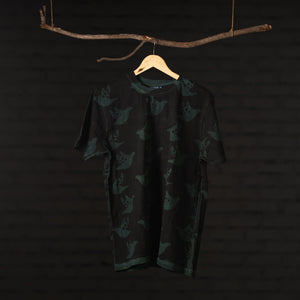 Black - Bindaas Block Art Printed Cotton Round Neck T-shirt