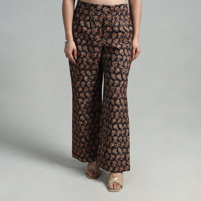 Black - Block Printed Cotton Pedana Kalamkari Palazzo 08