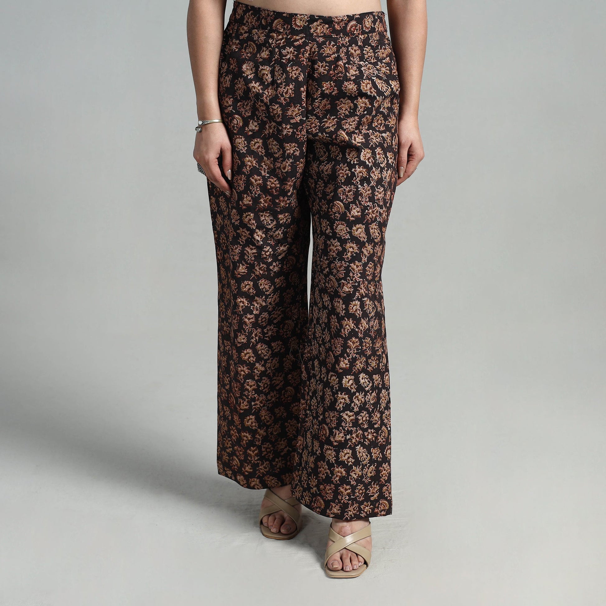 Black - Block Printed Cotton Pedana Kalamkari Palazzo 08
