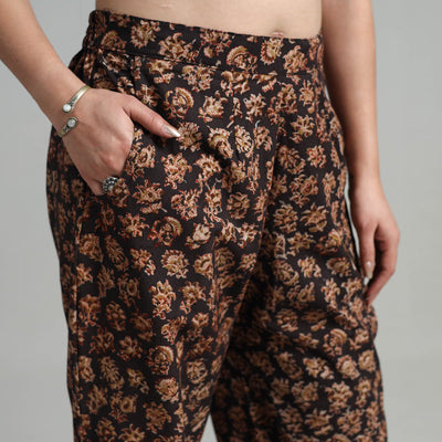 Black - Block Printed Cotton Pedana Kalamkari Palazzo 08