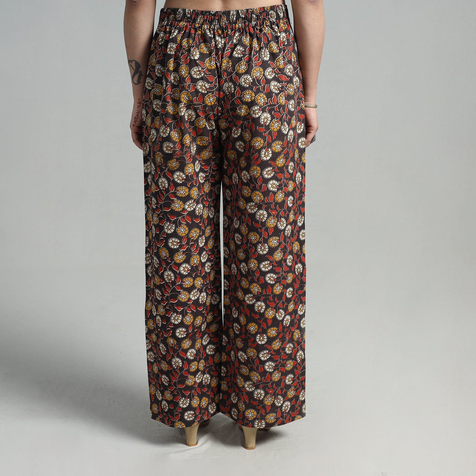 Black - Block Printed Cotton Pedana Kalamkari Palazzo 05