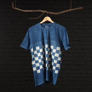 Blue - Bindaas Block Art Printed Cotton Round Neck T-shirt