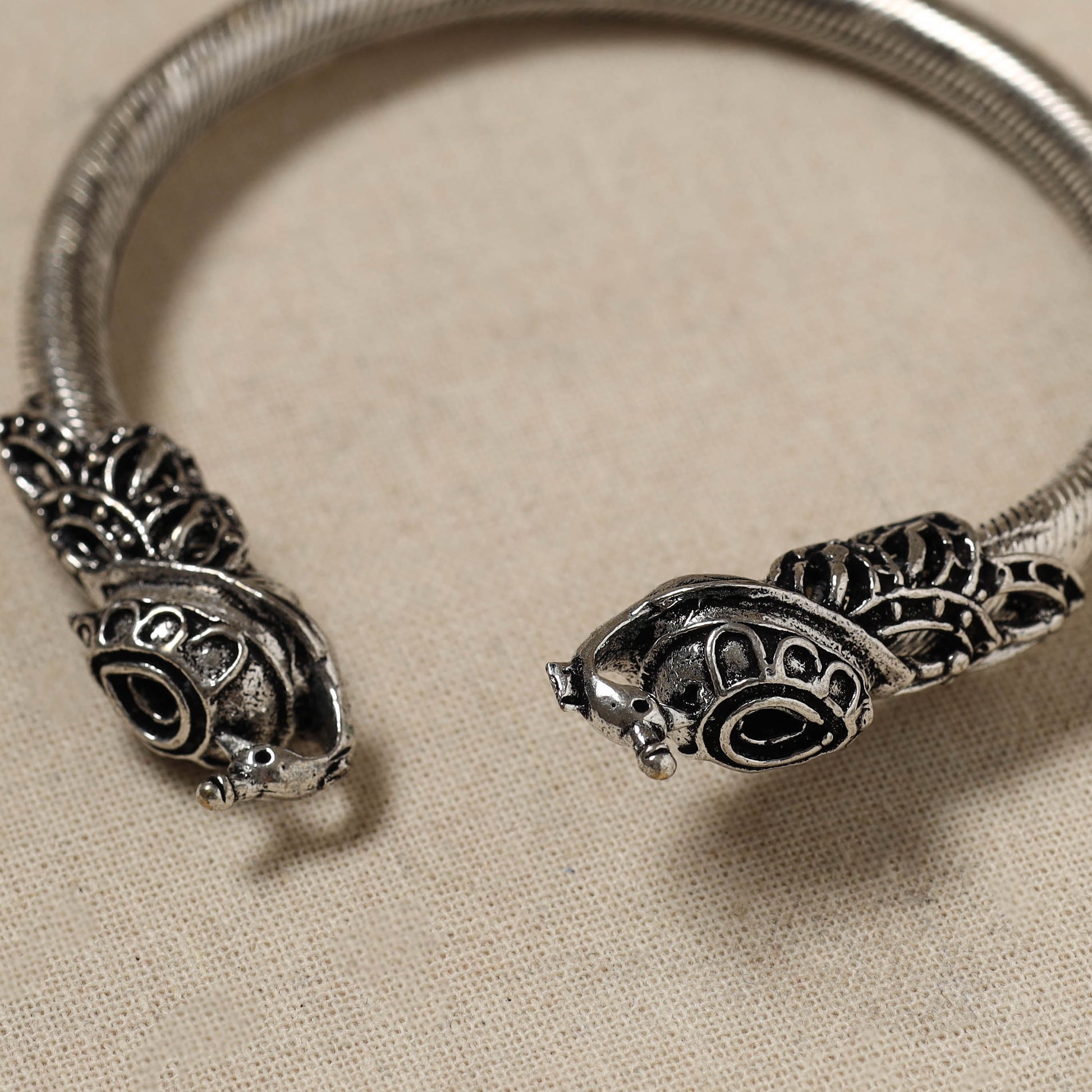 Antique Finish Oxidised German Silver Kada / Bangle (Adjustable)