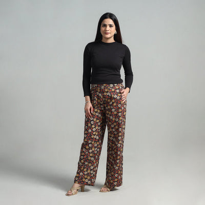 Black - Block Printed Cotton Pedana Kalamkari Palazzo 05