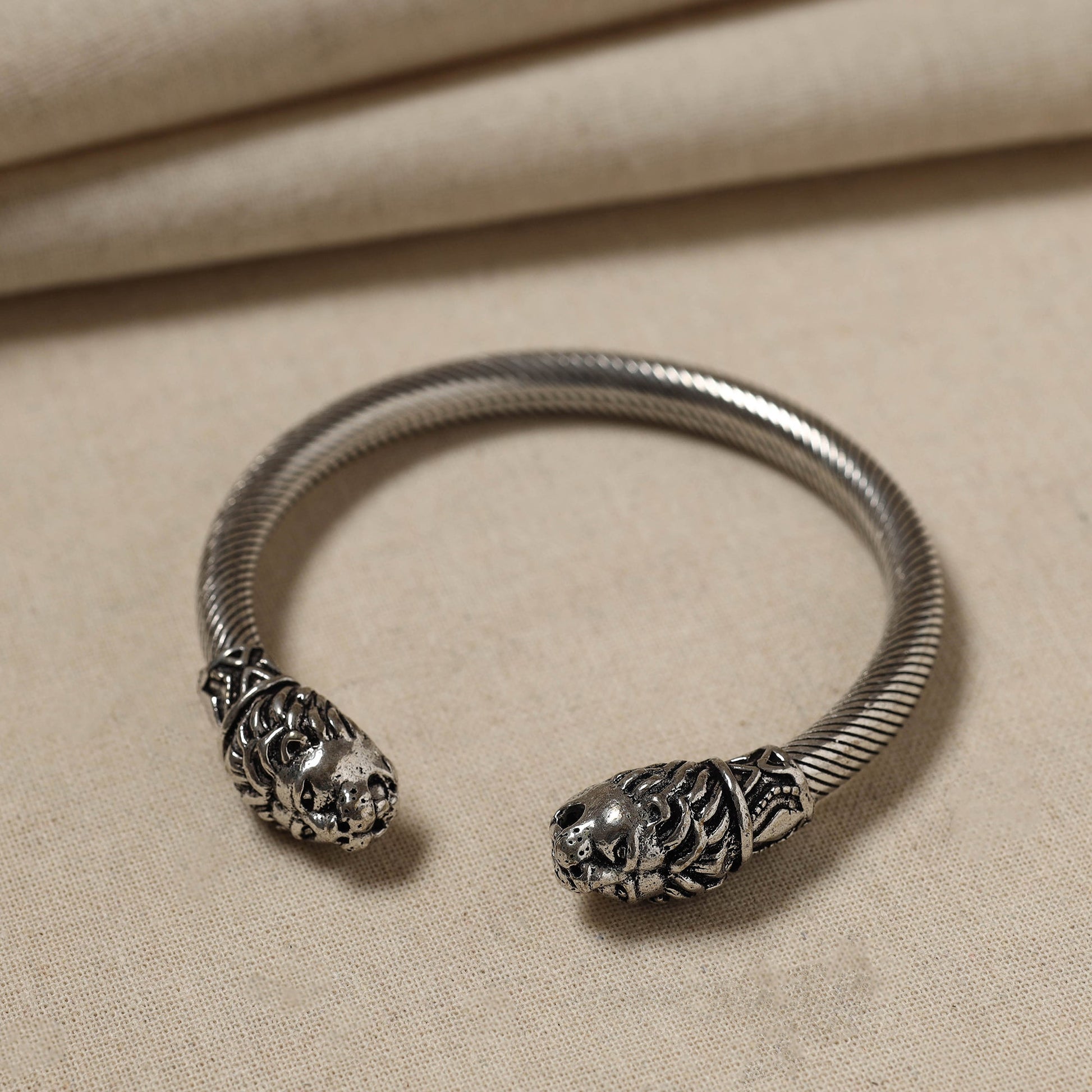 Antique Finish Oxidised German Silver Kada / Bangle (Adjustable)