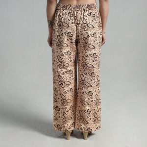 Beige - Block Printed Cotton Pedana Kalamkari Palazzo 04