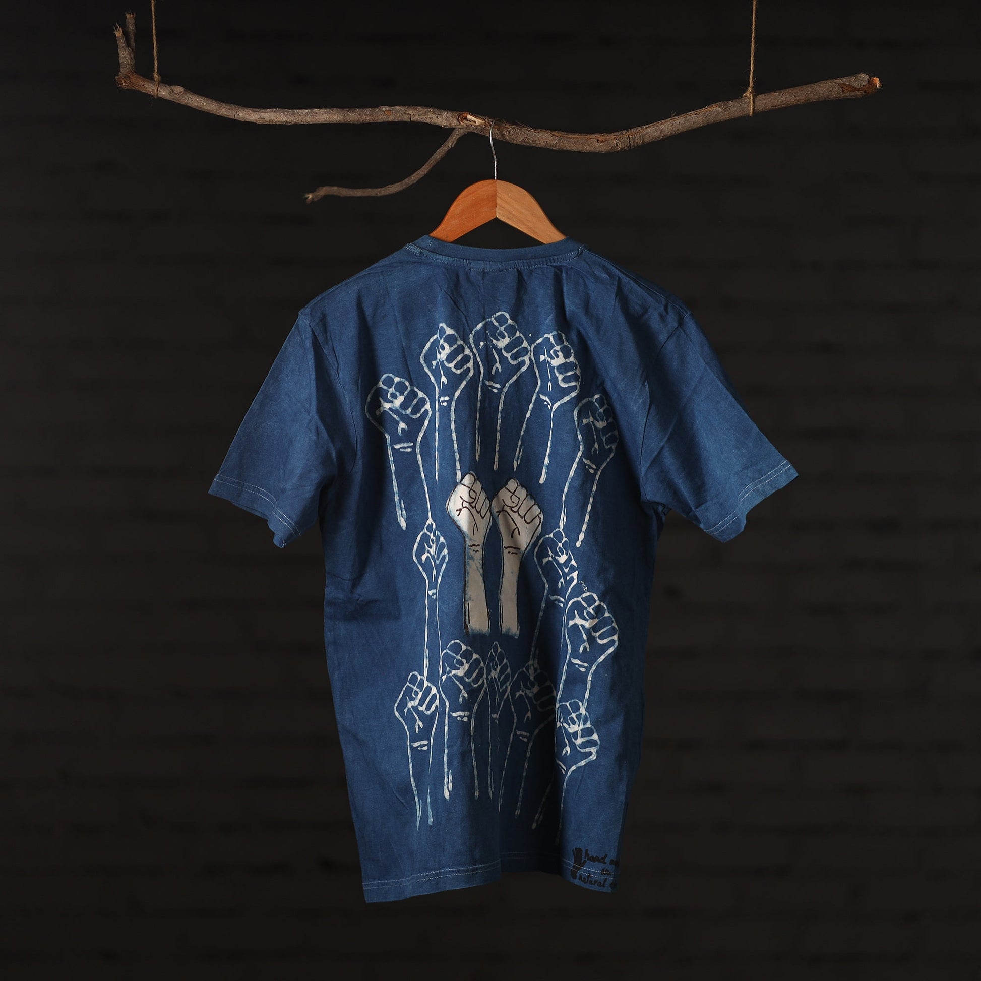 Blue - Bindaas Block Art Printed Cotton  Round Neck T-shirt