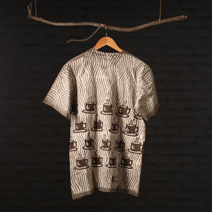 Brown - Bindaas Natural Dyed Art Block Print Round Neck T-shirt in Pure Cotton