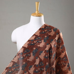Brown - Ajrakh Hand Block Printed Mul Cotton Fabric