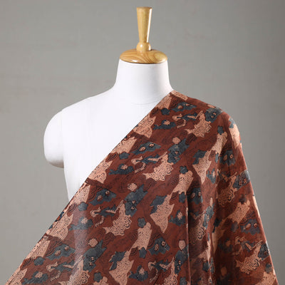 Brown - Ajrakh Hand Block Printed Mul Cotton Fabric