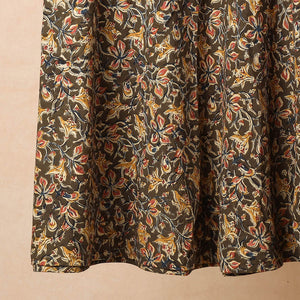 Brown - Kalamkari Block Printed Cotton Wrap Around Skirt