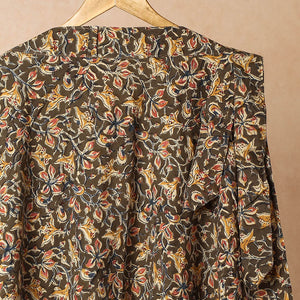 Brown - Kalamkari Block Printed Cotton Wrap Around Skirt