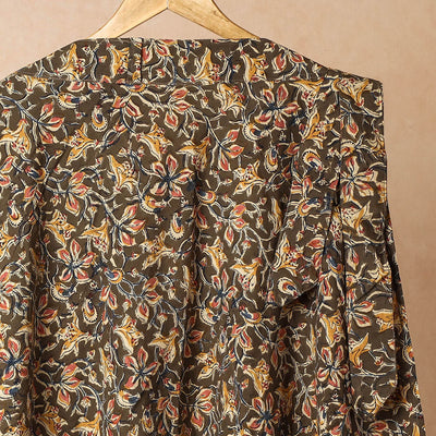 Brown - Kalamkari Block Printed Cotton Wrap Around Skirt
