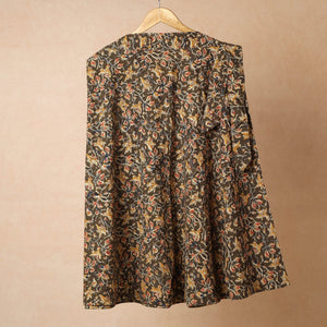Brown - Kalamkari Block Printed Cotton Wrap Around Skirt