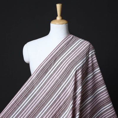 Brown - Baragaon Pre Washed Handloom Striped Cotton Fabric