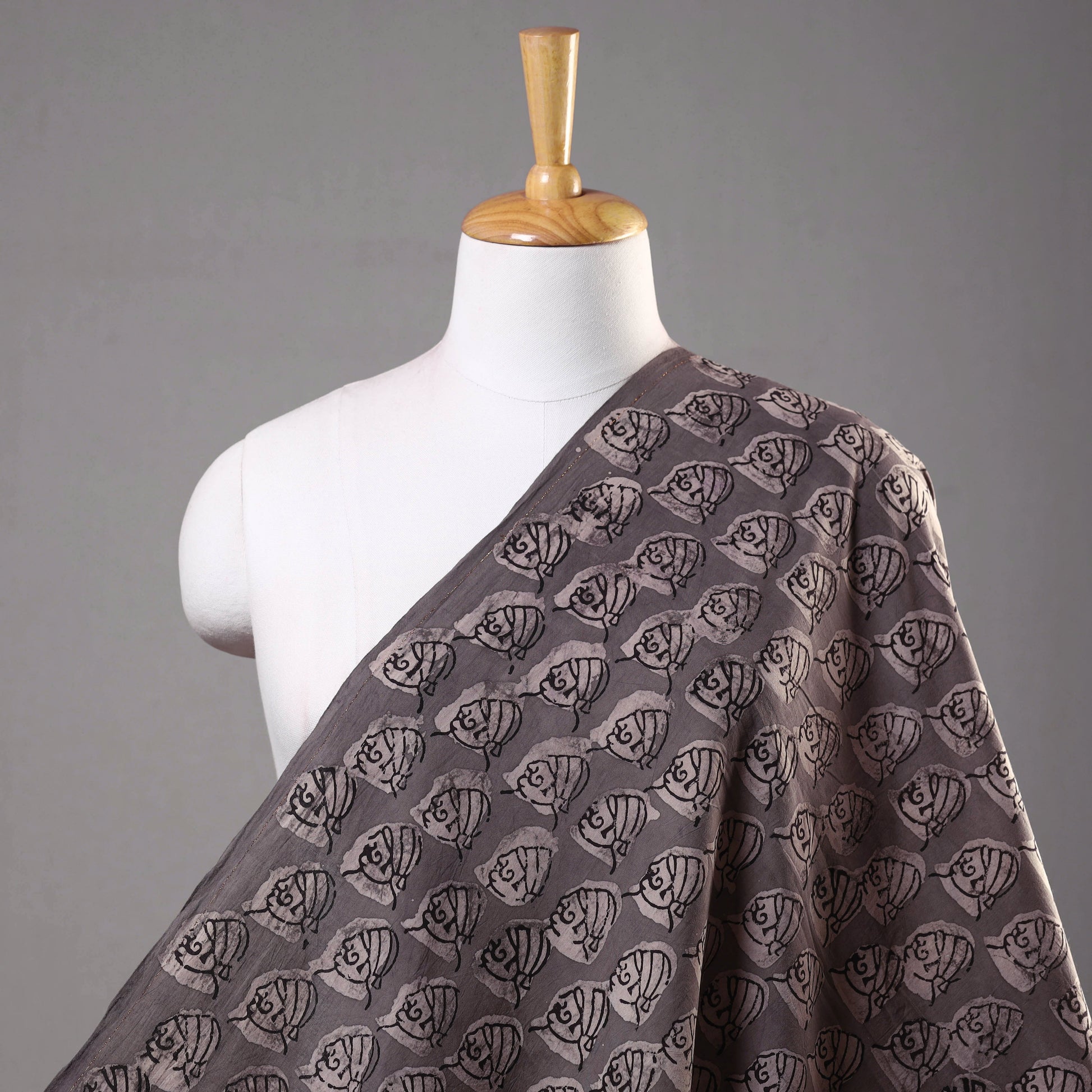 Brown - Bindaas Block Printed Cotton Natural Dyed Fabric