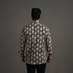 Black - Bagru Block Printed Cotton Men Full Sleeve Shirt 12