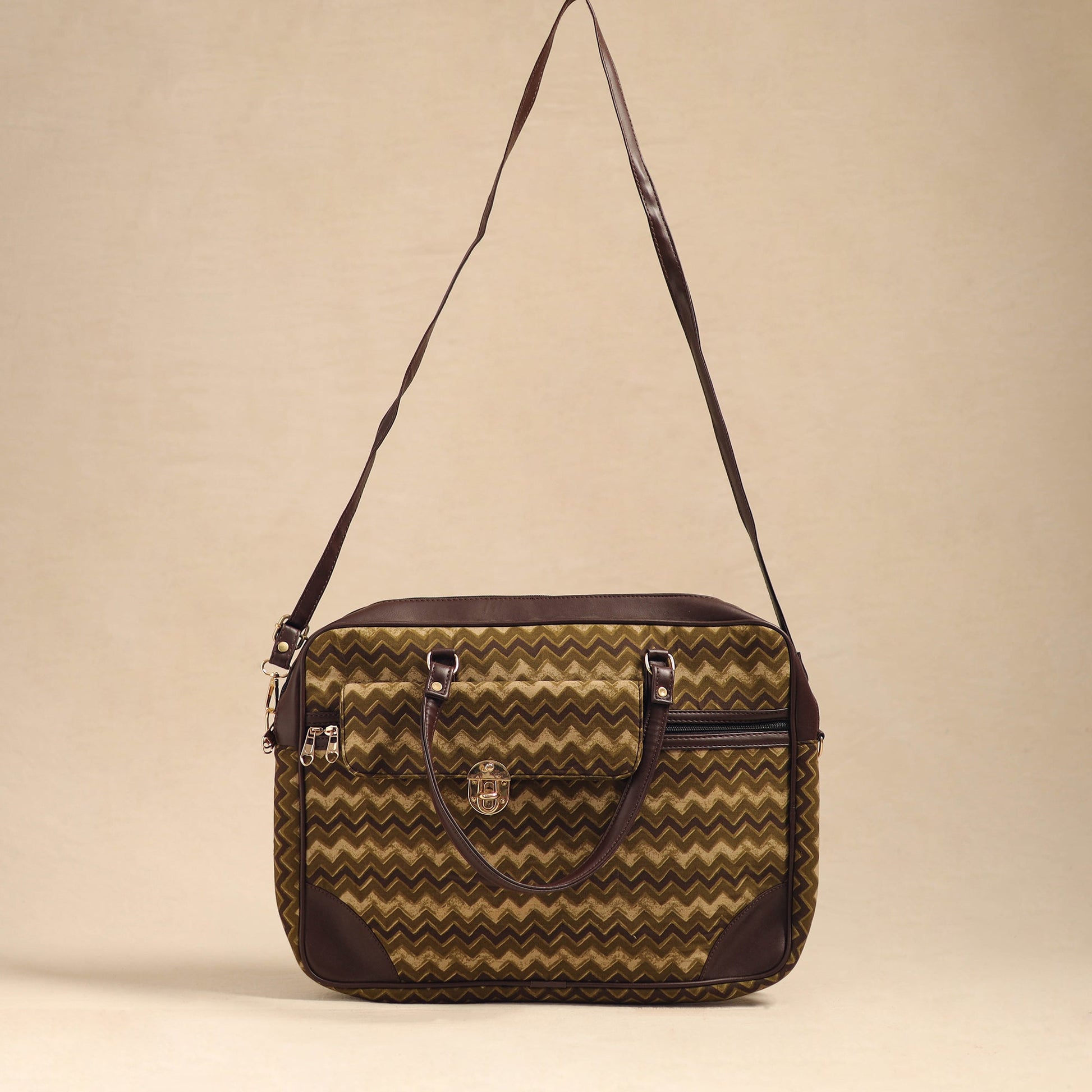 Brown - Handcrafted Printed Laptop Bag 14