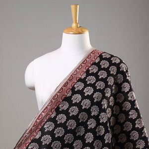 Black - Bagh Hand Block Printed Cotton Fabric