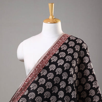 Black - Bagh Hand Block Printed Cotton Fabric