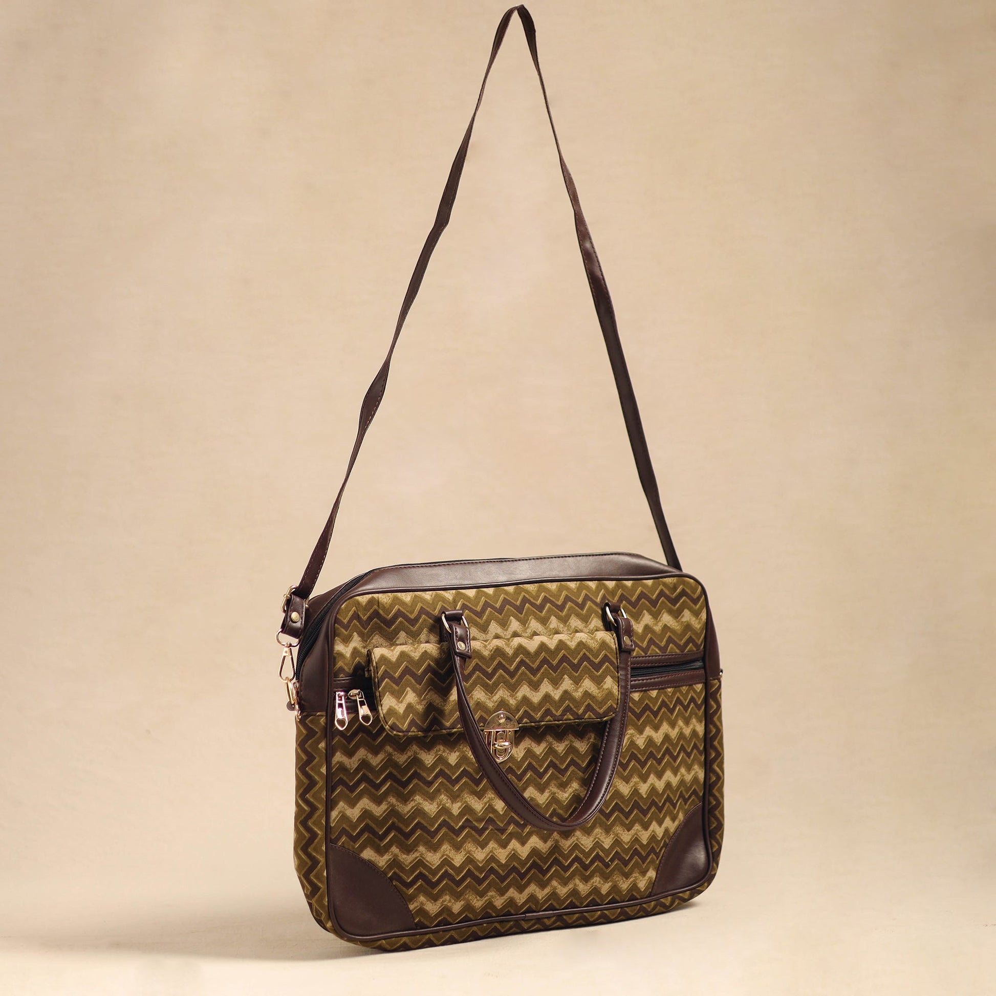 Brown - Handcrafted Printed Laptop Bag 14