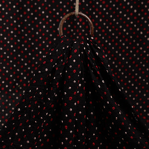 Black - Kutch Bandhani Tie-Dye Cotton Fabric