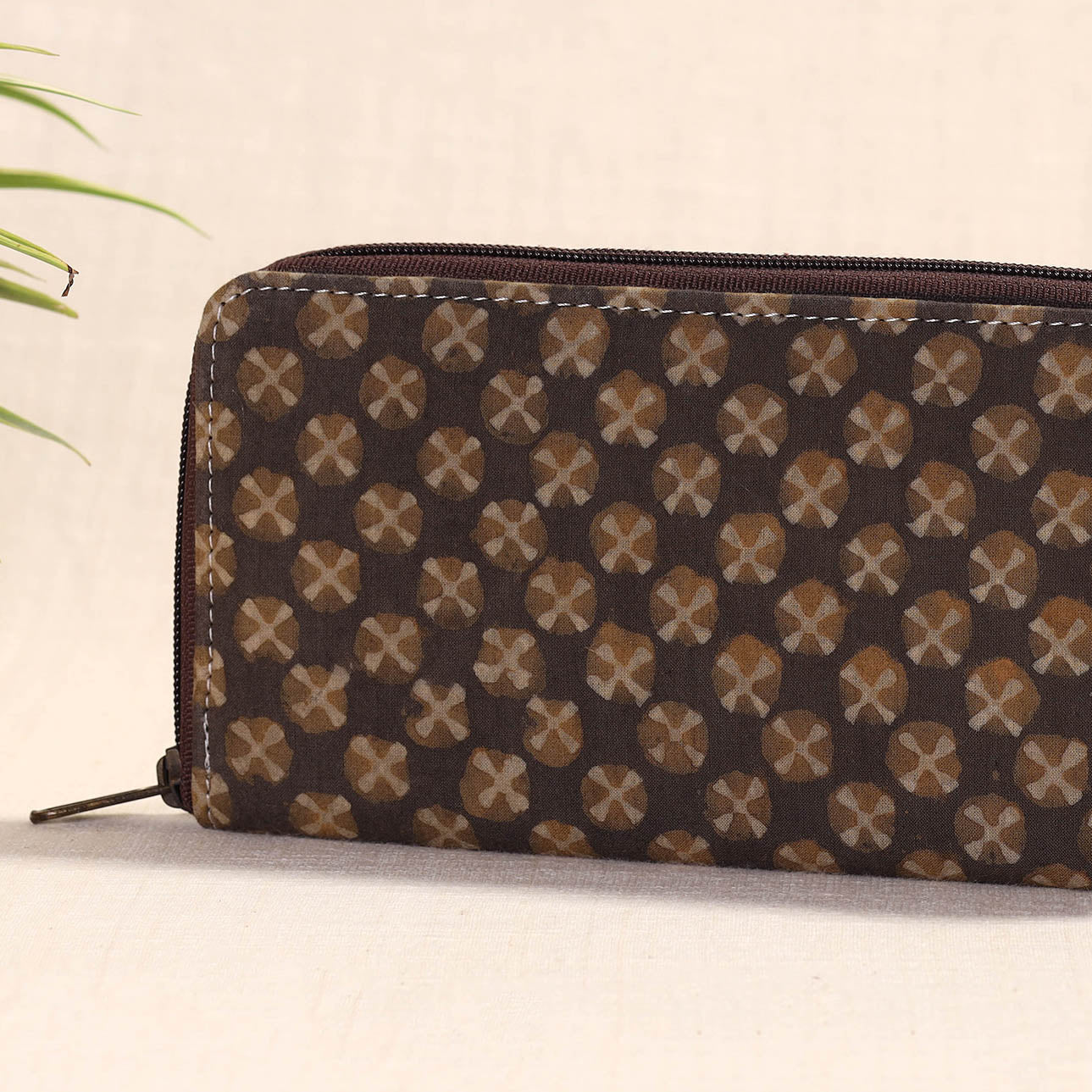 Brown - Handcrafted Block Printed Fabric Clutch Wallet