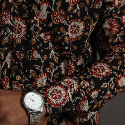 Black - Bagru Block Printed Cotton Men Full Sleeve Shirt 15