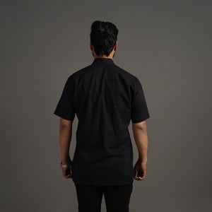 Black - Plain Cotton Men Half Sleeve Shirt 06