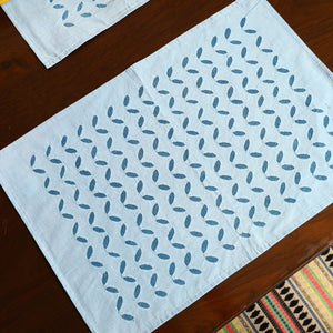 Blue - Applique Cut Work Table Runner with Table Mat Set 51