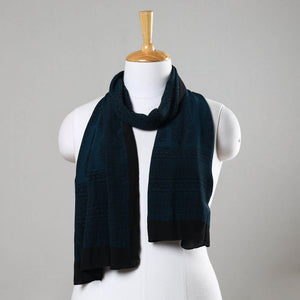 Blue - Bagh Hand Block Printed Crepe Silk Stole