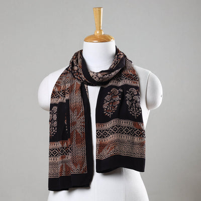 Black - Bagh Hand Block Printed Crepe Silk Stole