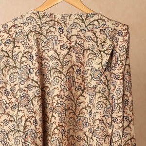 Beige - Kalamkari Block Printed Cotton Wrap Around Skirt