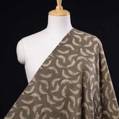 Brown - Kutchi Woolen Akola Hand Block Printed Fabric