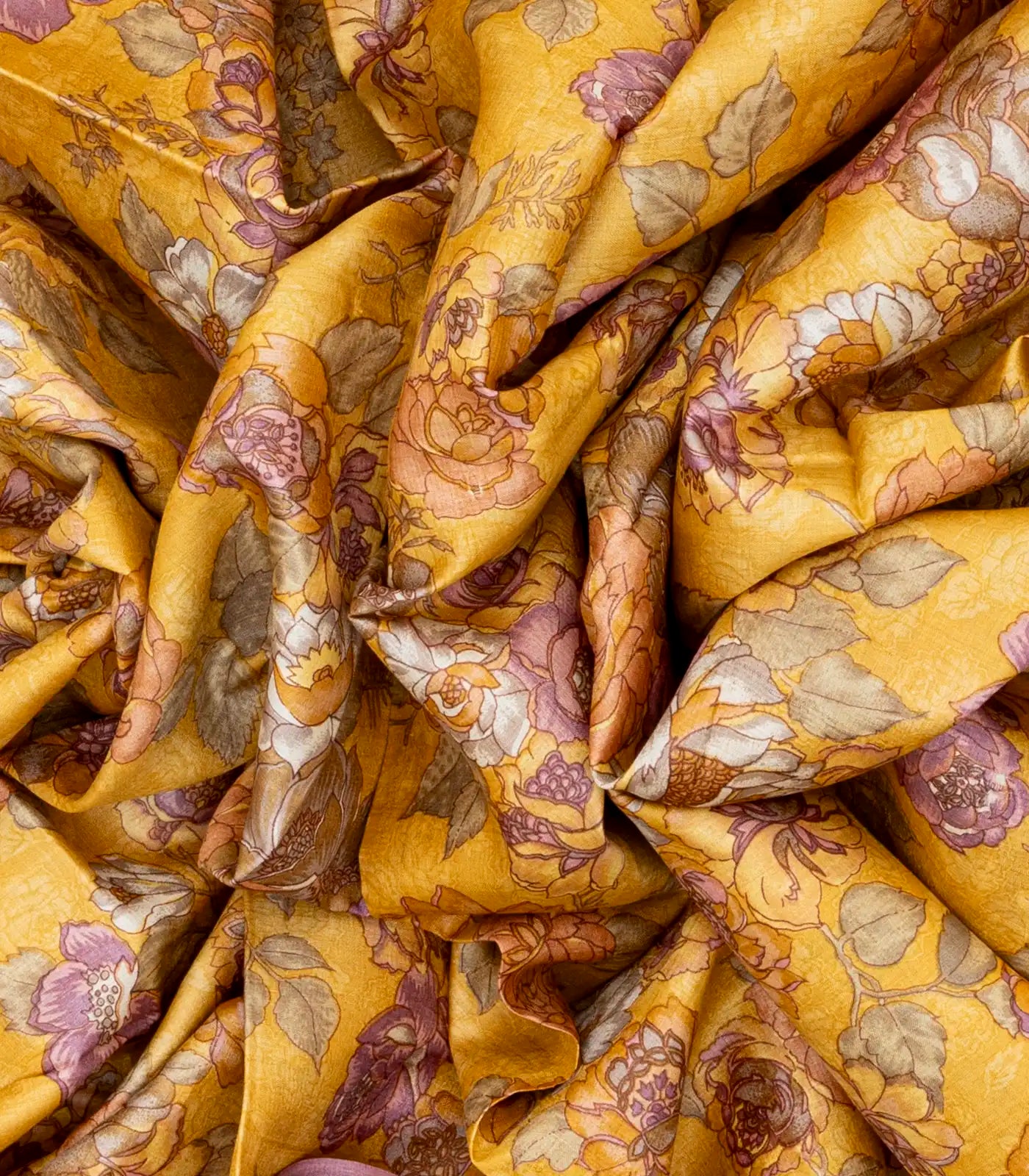 Yellow Woven Digital Printed Chiffon Silk Saree With Floral Motifs