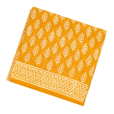 Mustard Woven Jaipur Cotton Saree Printed With Floral  Motifs